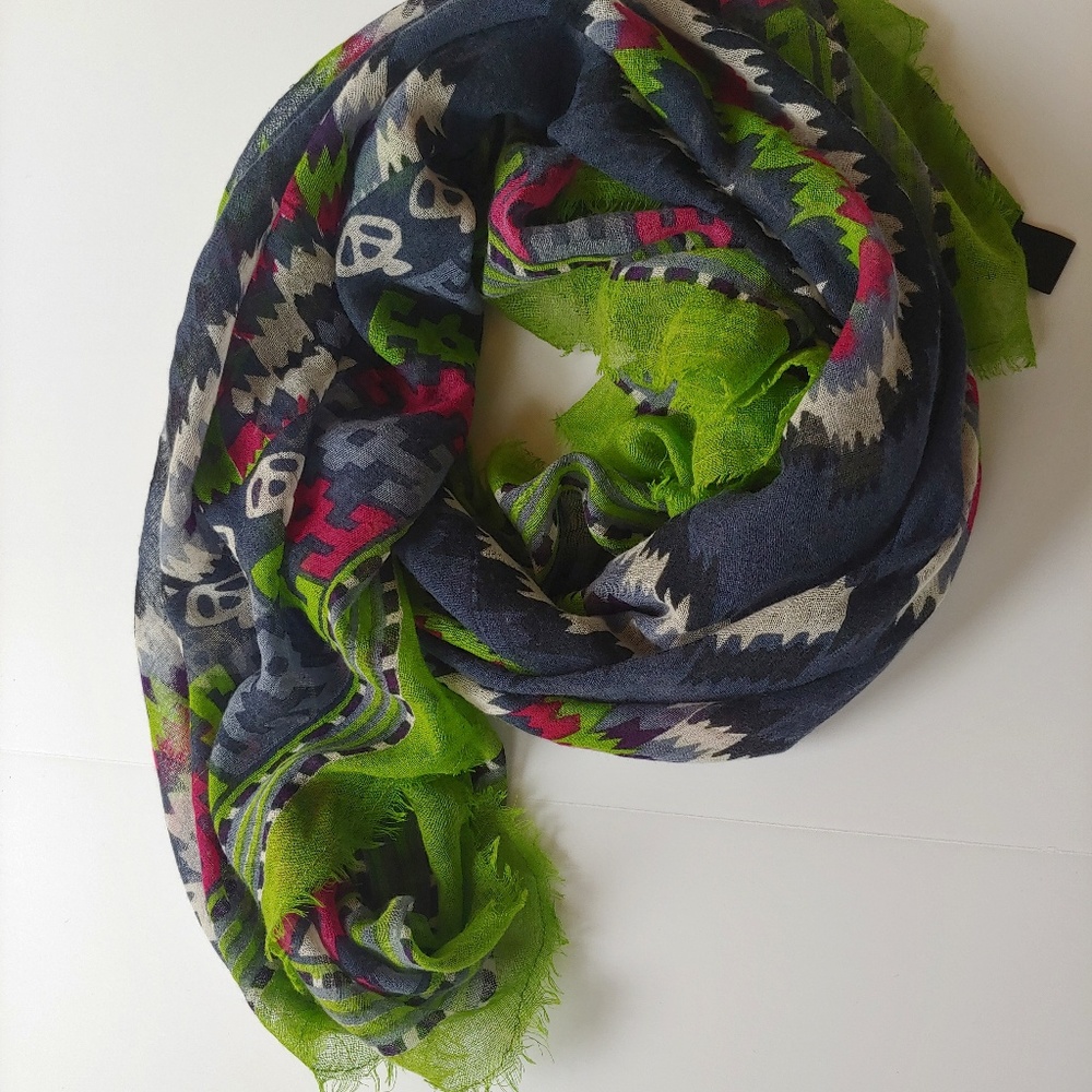 Tolani Navajo Square Scarf Green